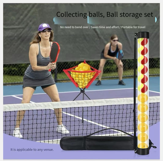 Tennis/Pickleball Ball Picker and Ball Basket Set - Ball Hopper, Collector, and Storage Combo