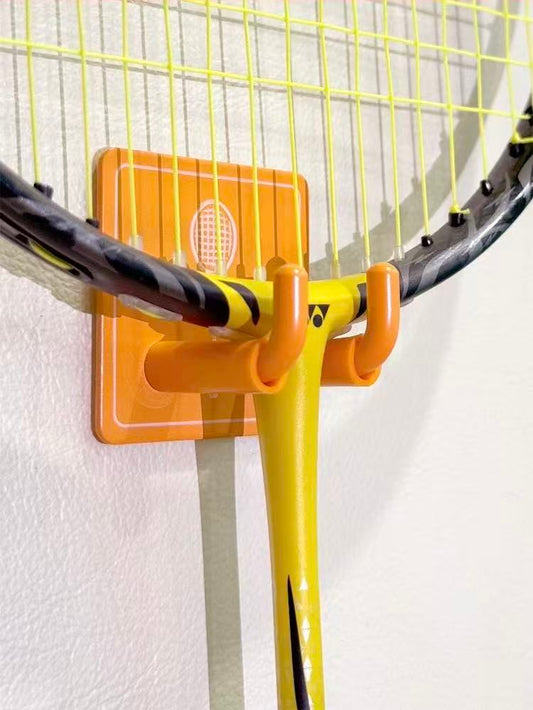 Rainbow Badminton Rackets Wall Hook: Strong 304 Steel, No Drilling Needed.