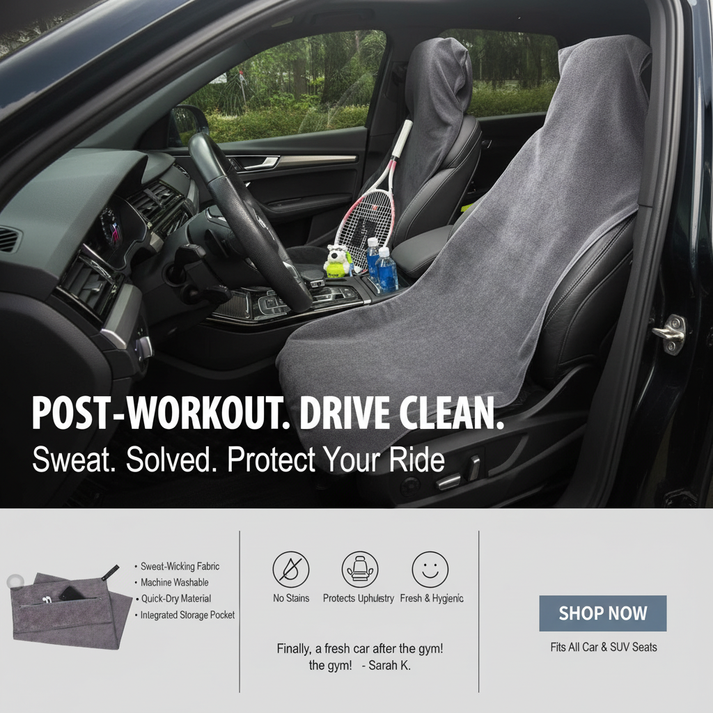 Drive Home Dry: Post-Workout Car Seat Towel | Absorbs Sweat, Guards Seats.