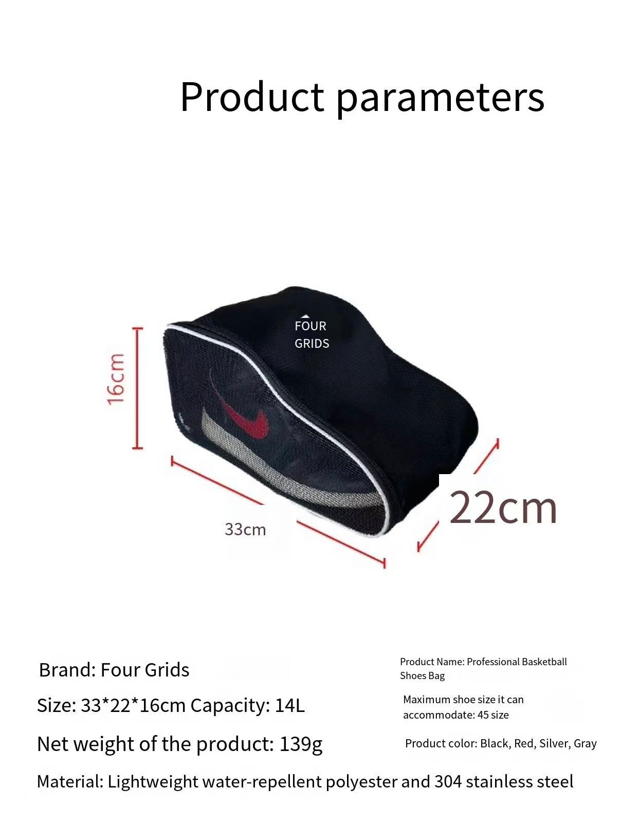 Professional Sports Shoe Bag - Breathable, Dry, Ventilated, Moisture-Proof, Odor-Resistant, Lightweight, Easy-Clean, Fits Mid/High-Top & Large Shoes