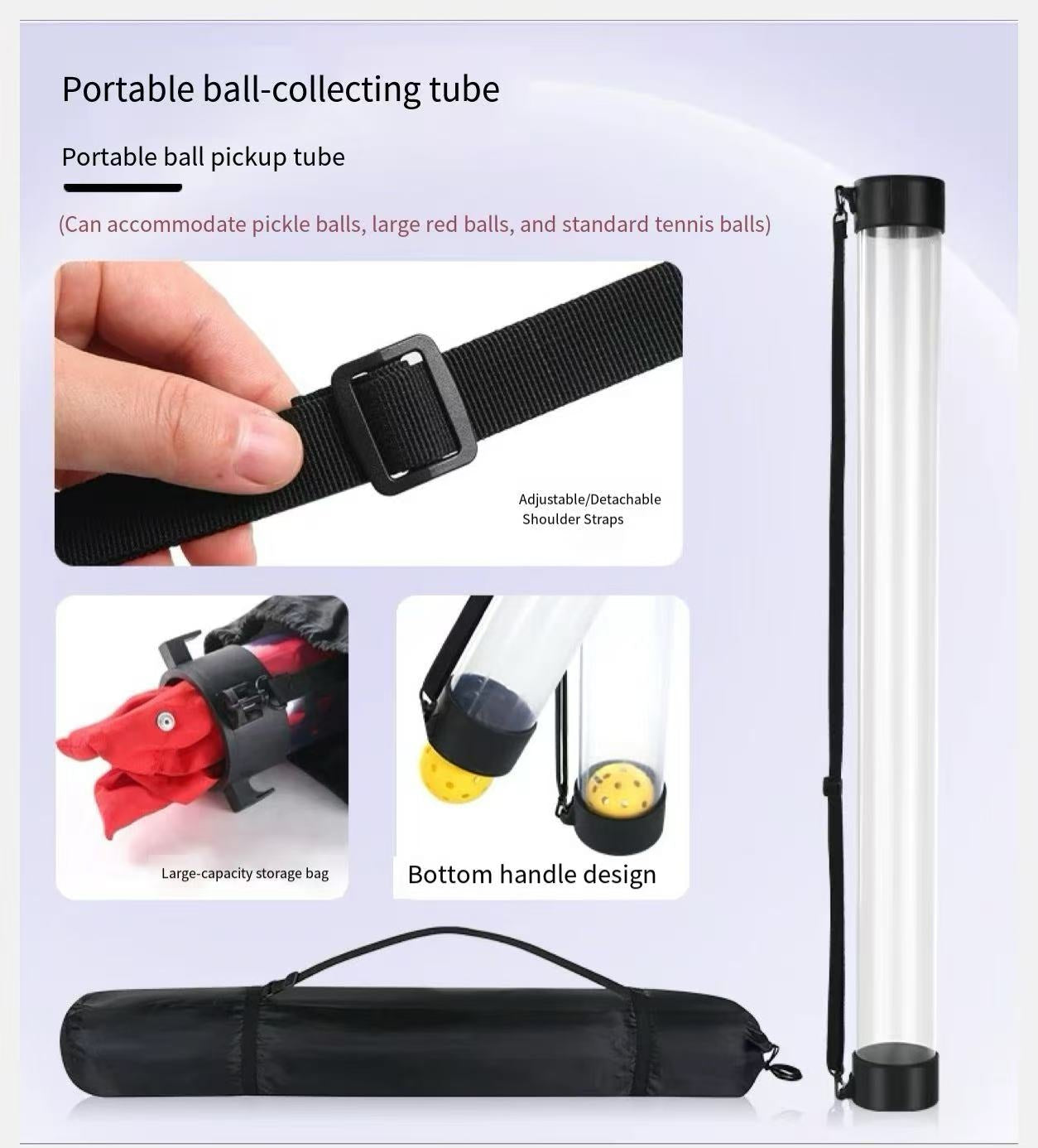 Tennis/Pickleball Ball Picker and Ball Basket Set - Ball Hopper, Collector, and Storage Combo