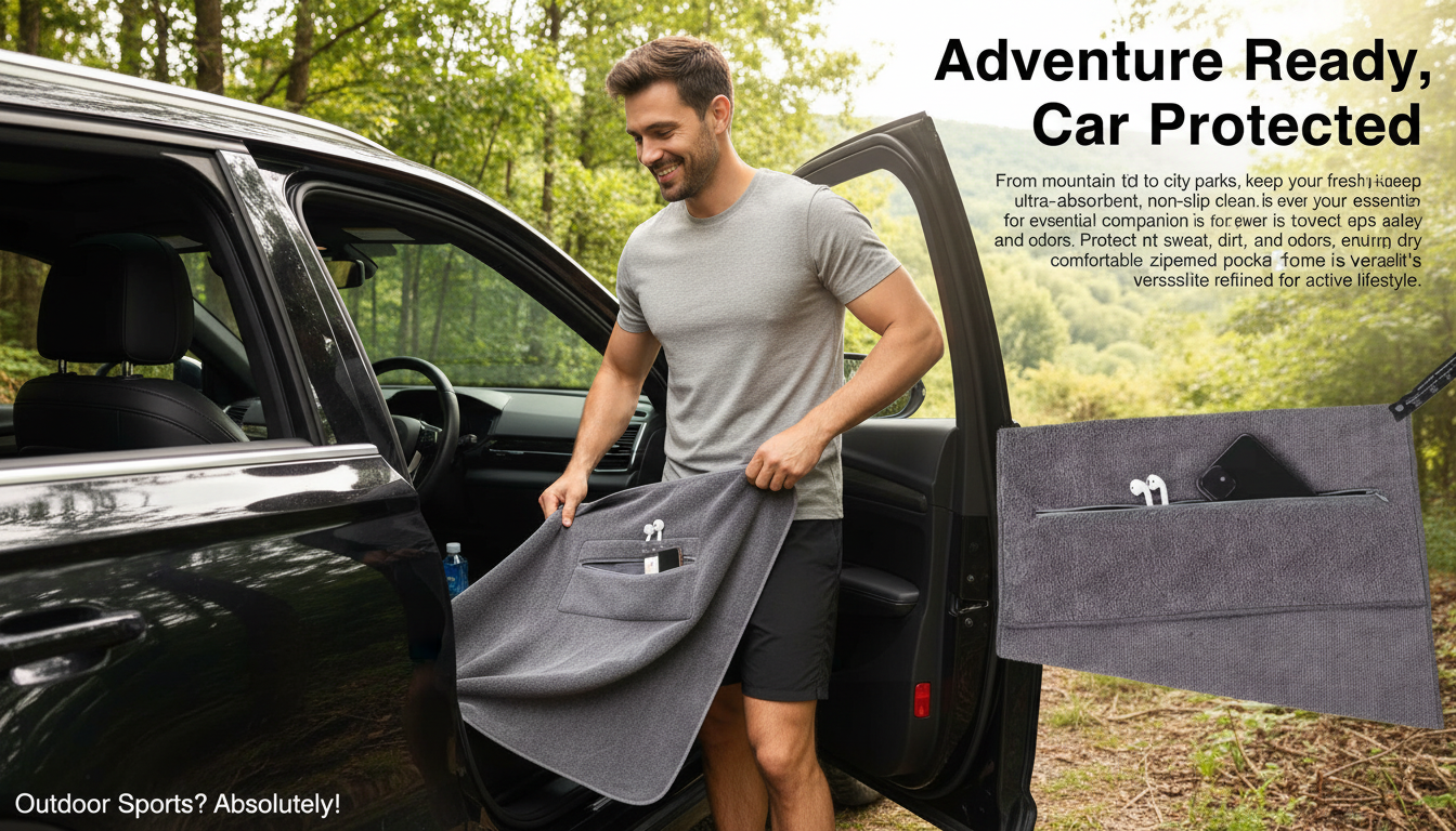 Drive Home Dry: Post-Workout Car Seat Towel | Absorbs Sweat, Guards Seats.