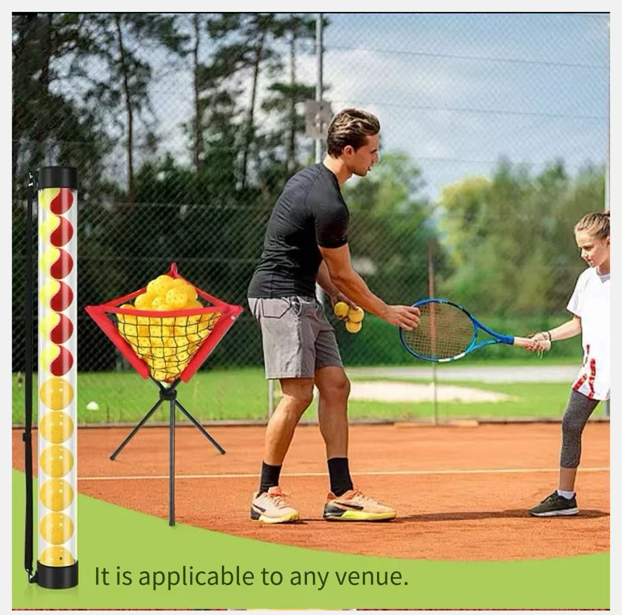 Tennis/Pickleball Ball Picker and Ball Basket Set - Ball Hopper, Collector, and Storage Combo