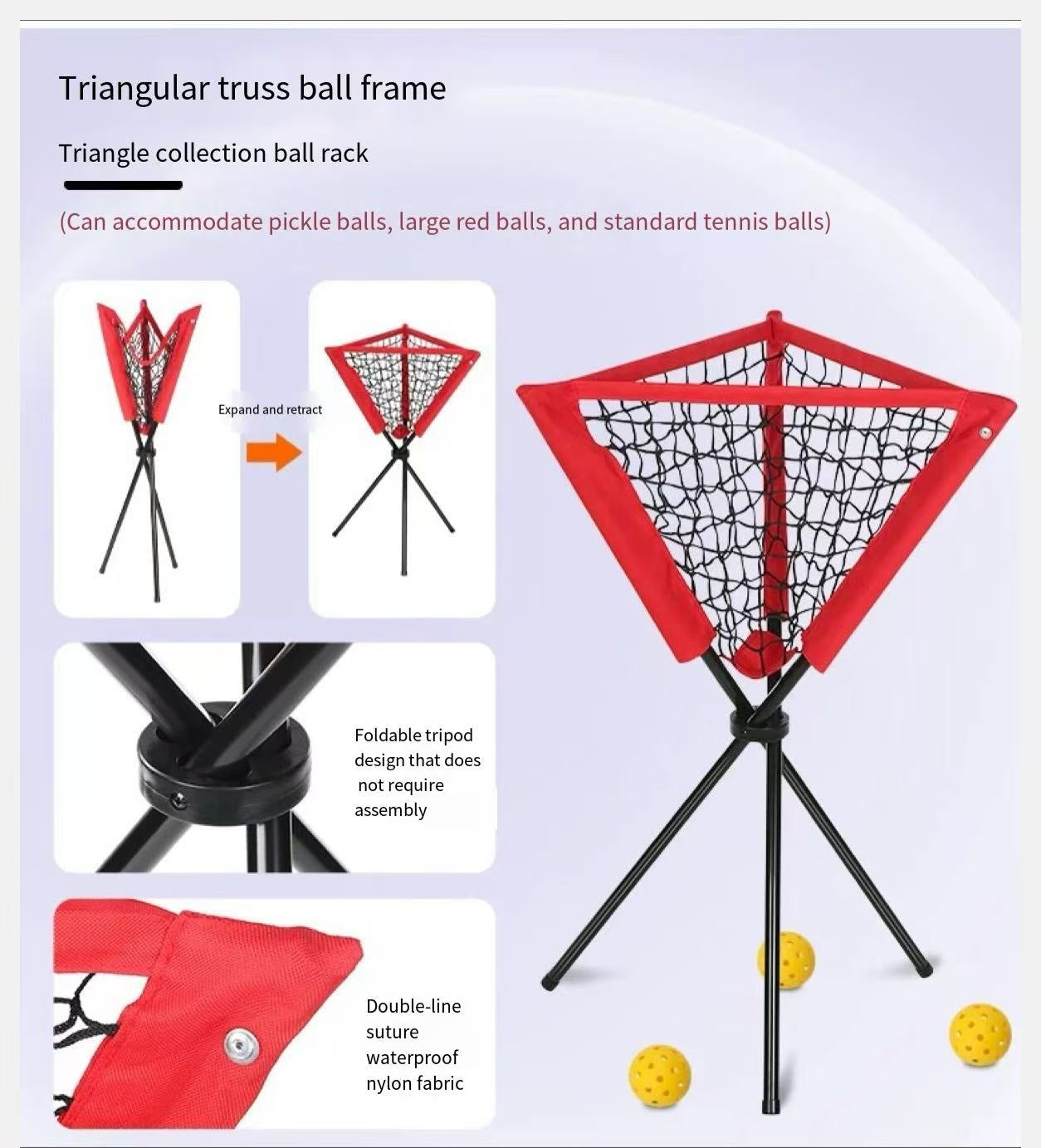 Tennis/Pickleball Ball Picker and Ball Basket Set - Ball Hopper, Collector, and Storage Combo